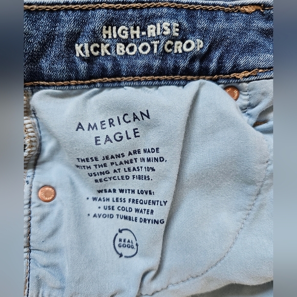 American Eagle Blue Kick Boot Crop Jeans, Size 4. New With Tags - Picture 9 of 12